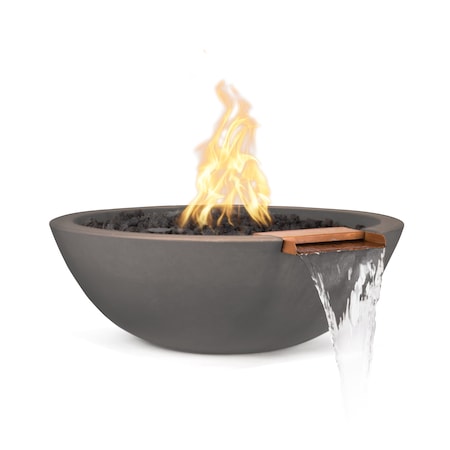 The Outdoor Plus 27 Round Sedona Fire & Water Bowl - GFRC Concrete - Chestnut - Match Lit - Natural Gas OPT-27RFW-CST-NG